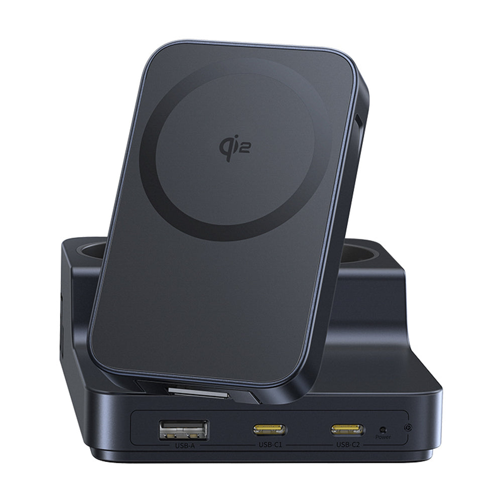 Baseus NOMOS ND11 67W 6-in-1 Wireless Charging Station with Two AC Sockets - Black