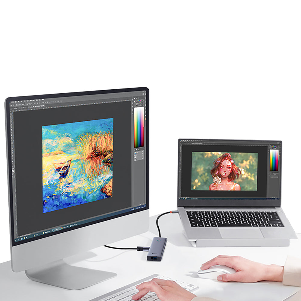 Baseus UltraJoy Series 6 in 1 Hub USB-C to 1 x HDMI4K@60Hz + 4 x USB-A 3.0 + 1 x USB-C PD - gray