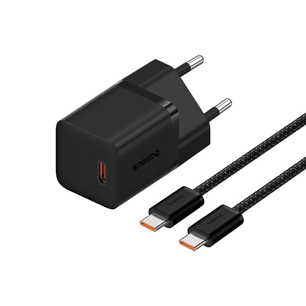 Baseus GaN5 30W Wall Charger with 100W USB-C to USB-C Cable - Black