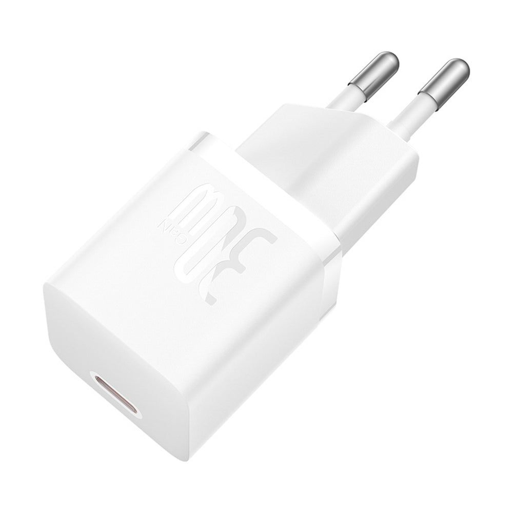Baseus GaN5 USB-C 30W Wall Charger with Baseus Dynamic 3 USB-C 100W 1m Cable - White