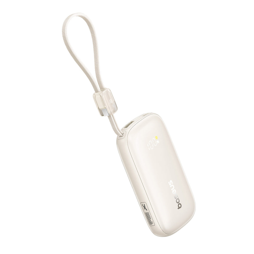 Baseus EnerFill FC21 Qpow 3 Ultra 10000mAh 45W Power Bank with Digital Display and Detachable USB-C - Lightning Cable - Titanium