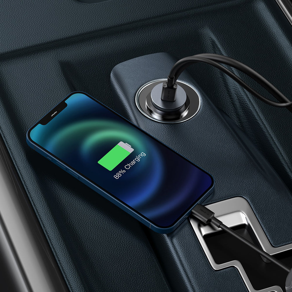 Baseus Share Together PPS Multi-port Fast charge Car Charger with Extension Cord 2U+2C 120W Space Gray