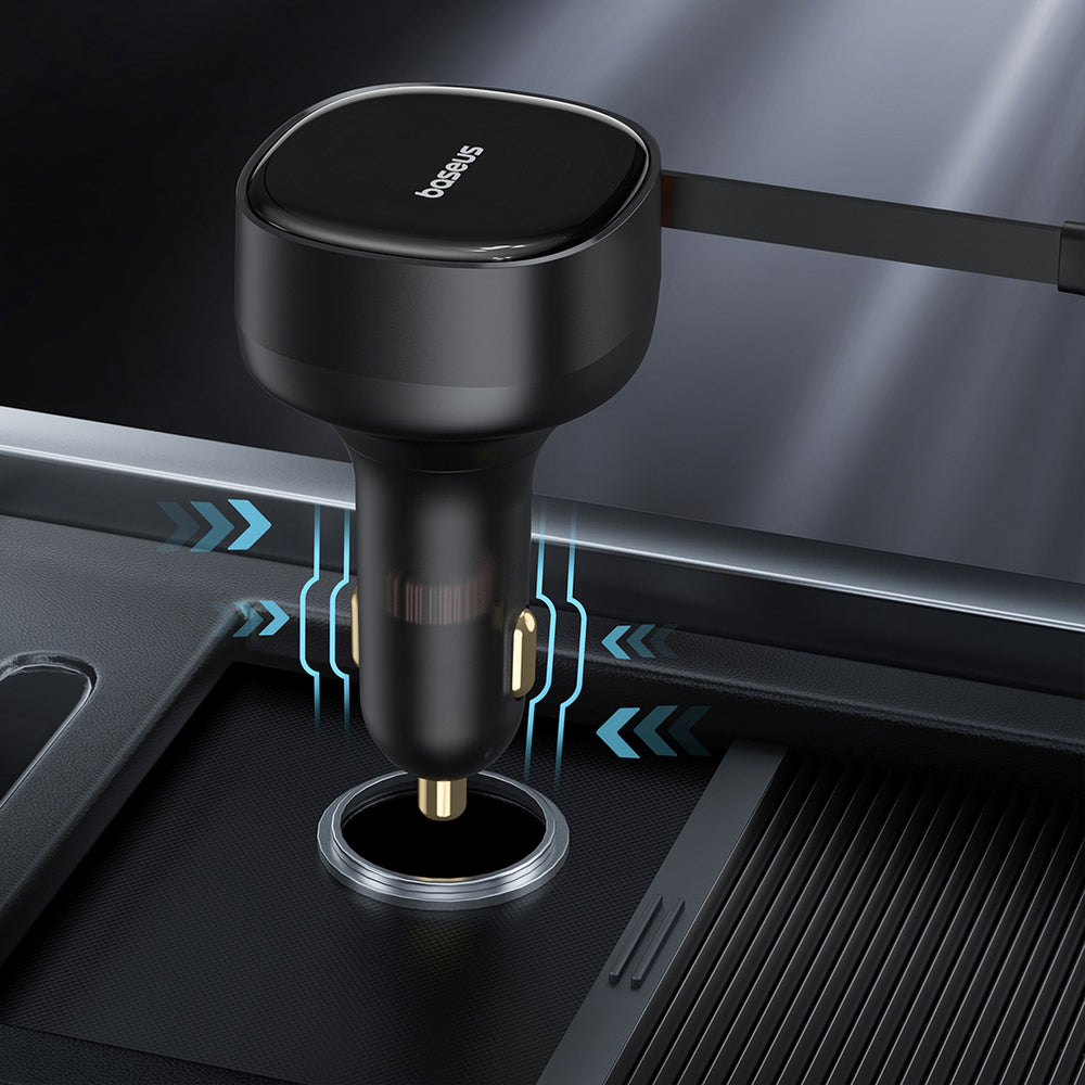 Baseus Enjoyment Retractable 2-in-1 Car Charger C+C 33W Cluster Black