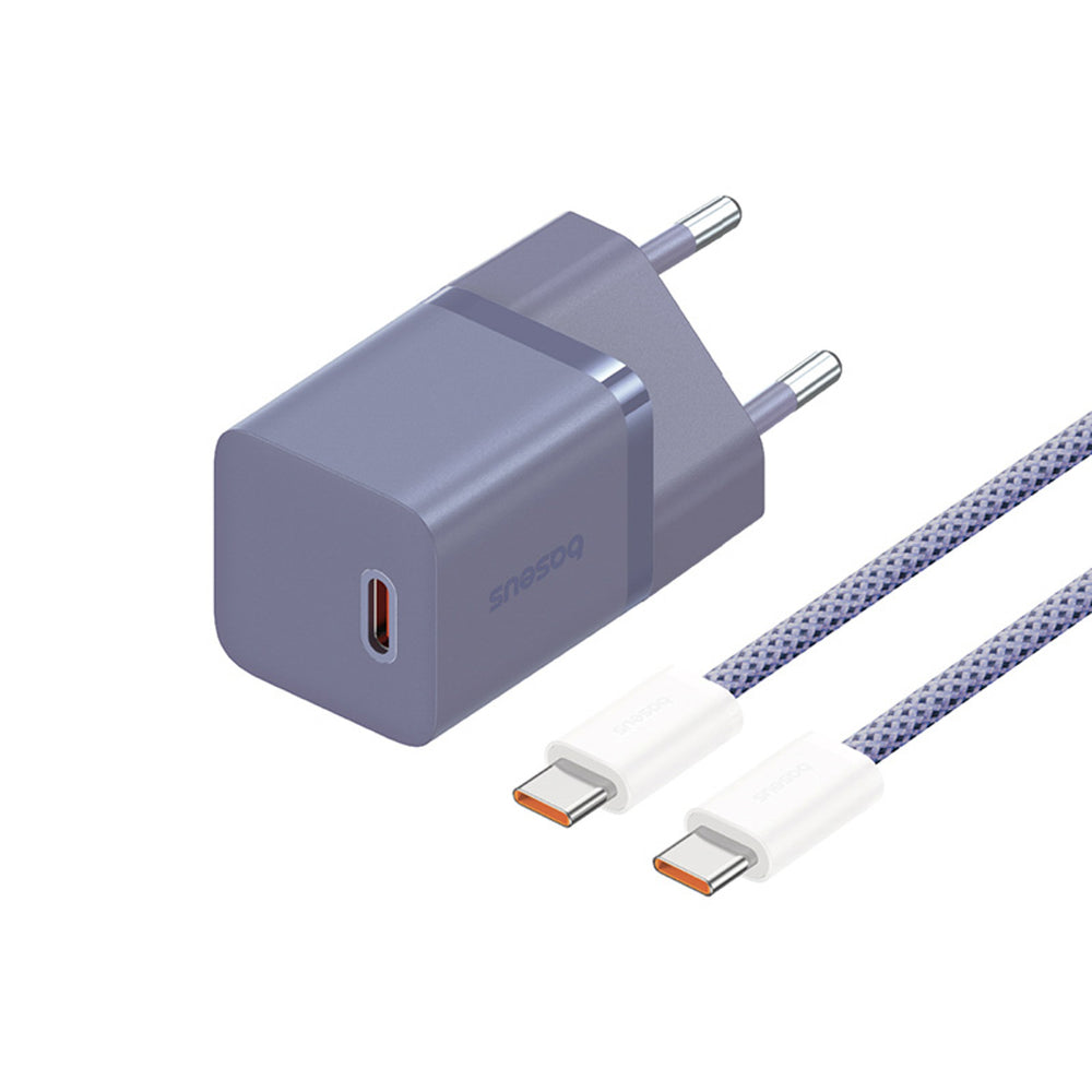Baseus GaN5 30W USB-C EU Wall Charger with Purple Cable Baseus Dynamic 3 USB-C 100W 1m - Purple