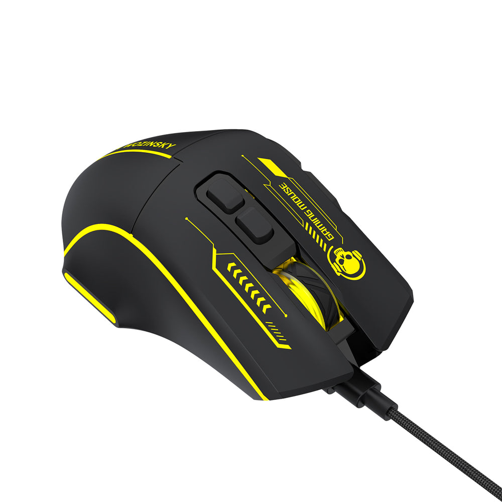Wozinsky WMGK-1181W Wired Optical Gaming Mouse 7200 DPI with Backlight - Black and Yellow