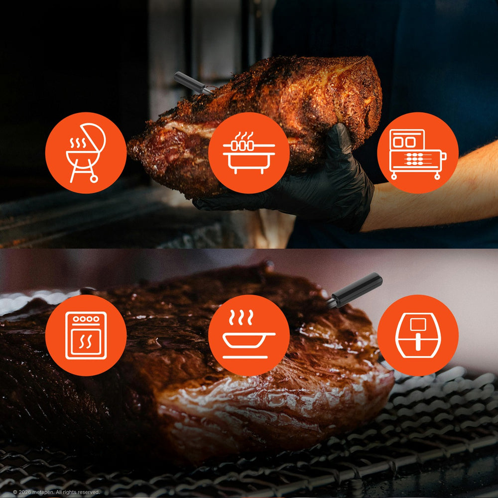 Meatmeet Pro smart kitchen thermometer with Bluetooth/WiFi app, grill, oven, smoker - black