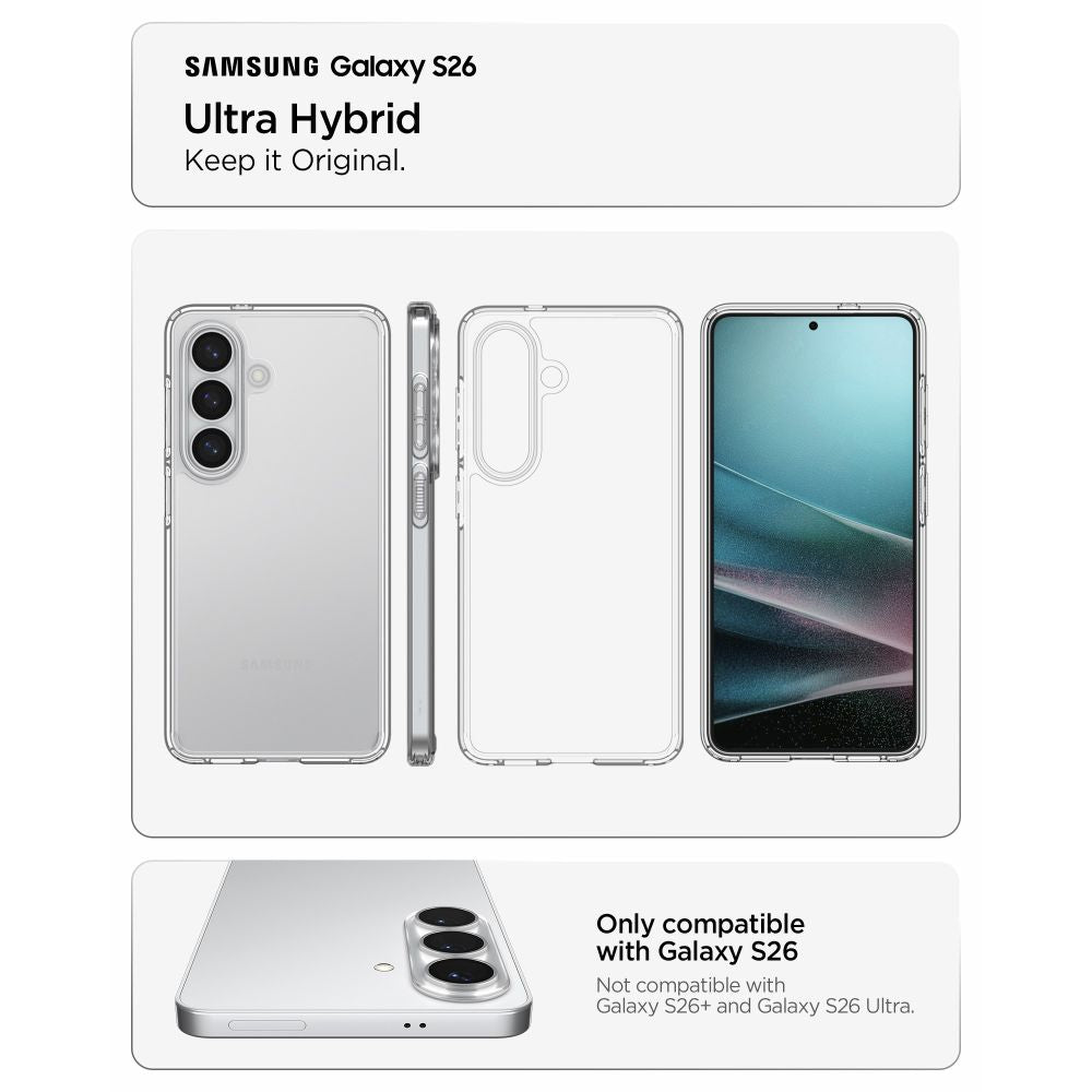 Spigen Ultra Hybrid Case til Samsung Galaxy S26 - Gennemsigtig