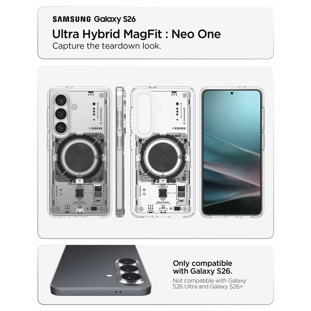Spigen Ultra Hybrid Mag MagSafe Case til Samsung Galaxy S26 Neo One - Gennemsigtig