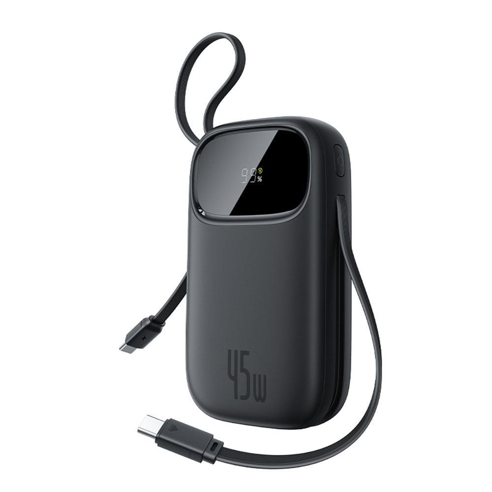 Baseus EnerFill FC31 QPow3 20000mAh 45W Power Bank with Digital Display with 2 Built-in USB-C Cables - Black