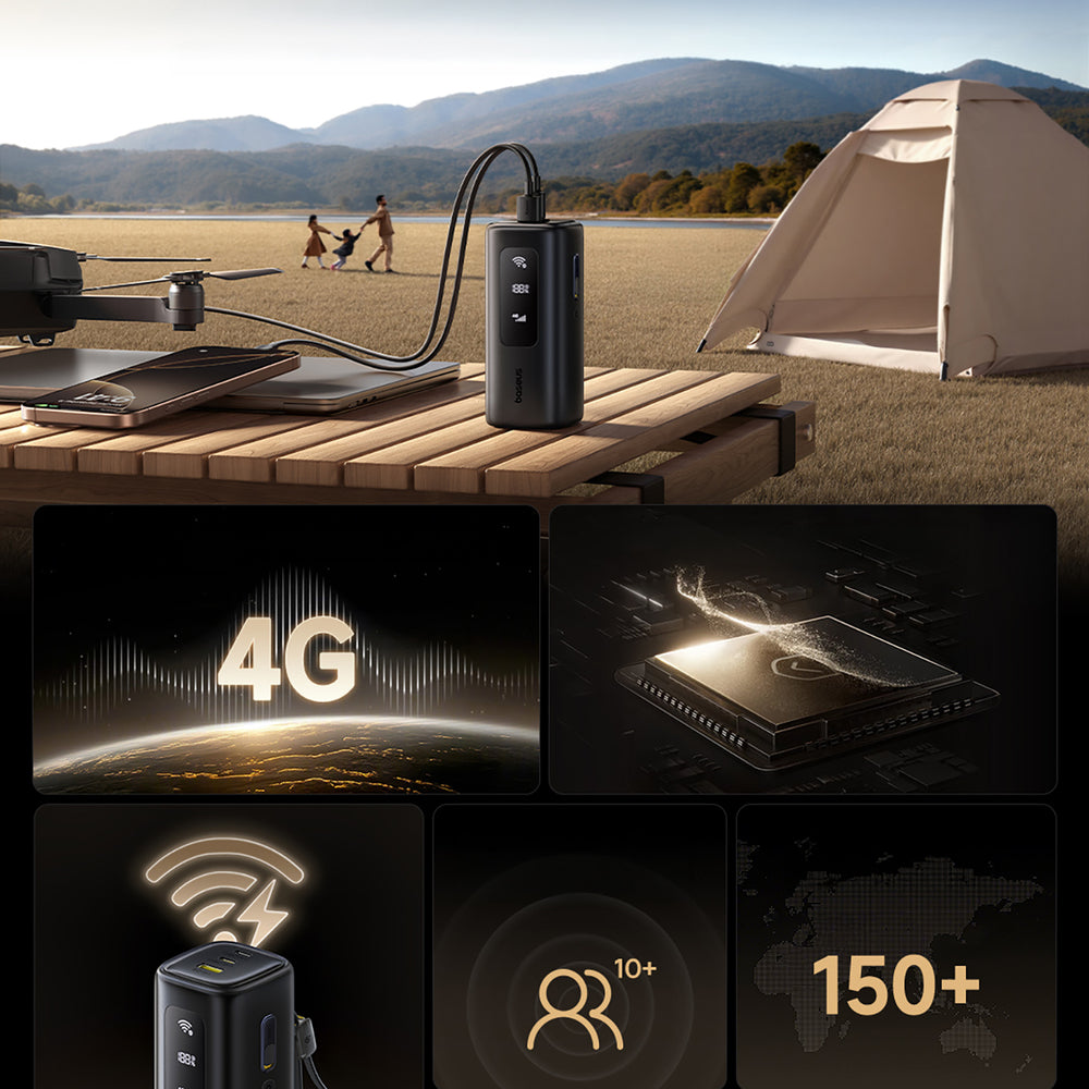 Baseus EnerGeek GX11 MiFi 20000mAh 67W Power Bank with Wi-Fi Function - Black