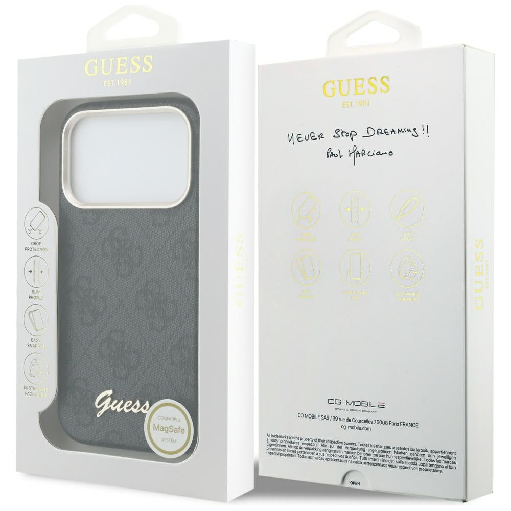Guess 4G Script MagSafe-hylster til iPhone 17 Pro - sort