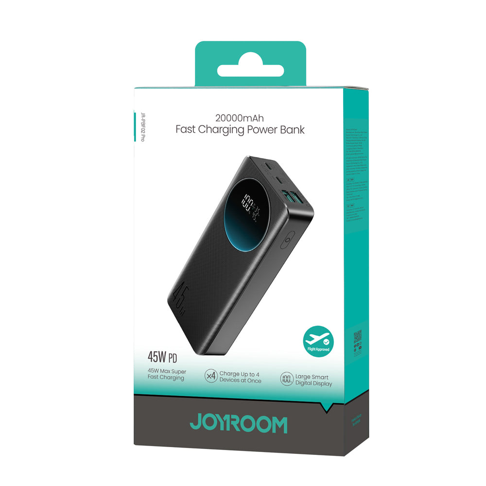 Joyroom JR-PBF02 Pro 20000 mAh 45W Powerbank med Digital Display 2x USB-A 2x USB-C - sort