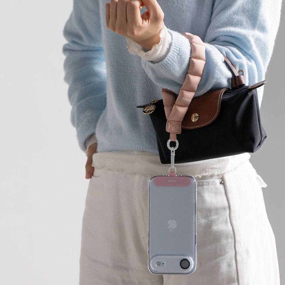 Ringke Holder & Puffer Hand Strap Phone Lanyard - Pink
