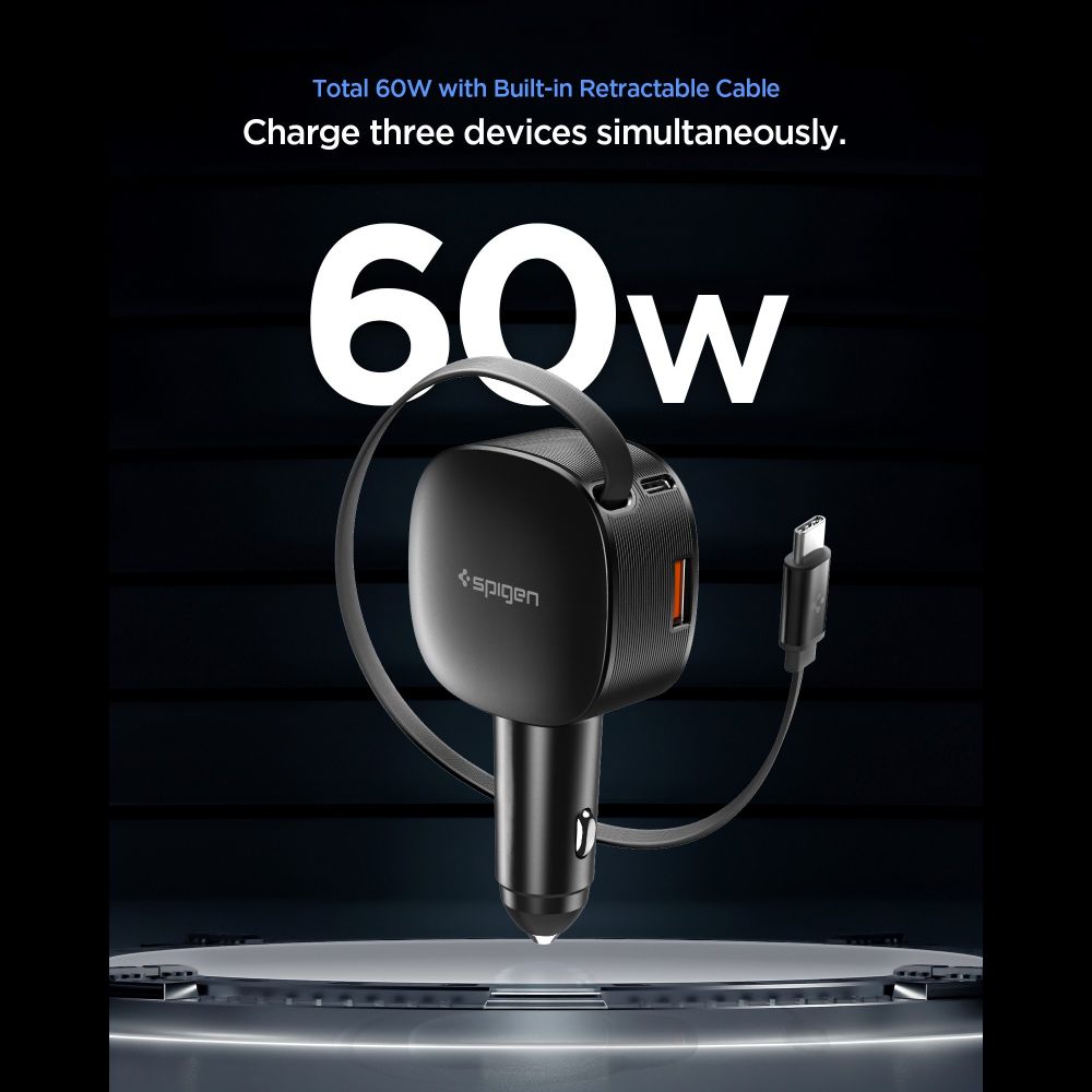 Spigen EV603BT 60W Biloplader - sort
