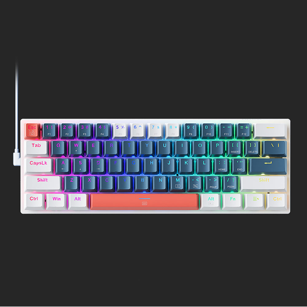 Machenike K500-B61 Wired Mechanical Gaming Keyboard med baggrundsbelysning Brown Switch - Blå og hvid