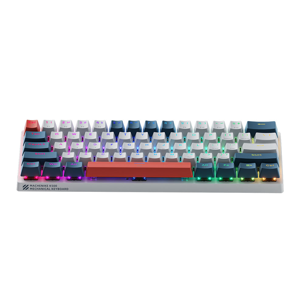 Machenike K500-B61 Wired Mechanical Gaming Keyboard med baggrundsbelysning, Rød Switch - Hvid og Blå