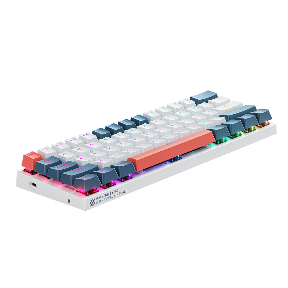 Machenike K500-B61 Wired Mechanical Gaming Keyboard med baggrundsbelysning, Rød Switch - Hvid og Blå