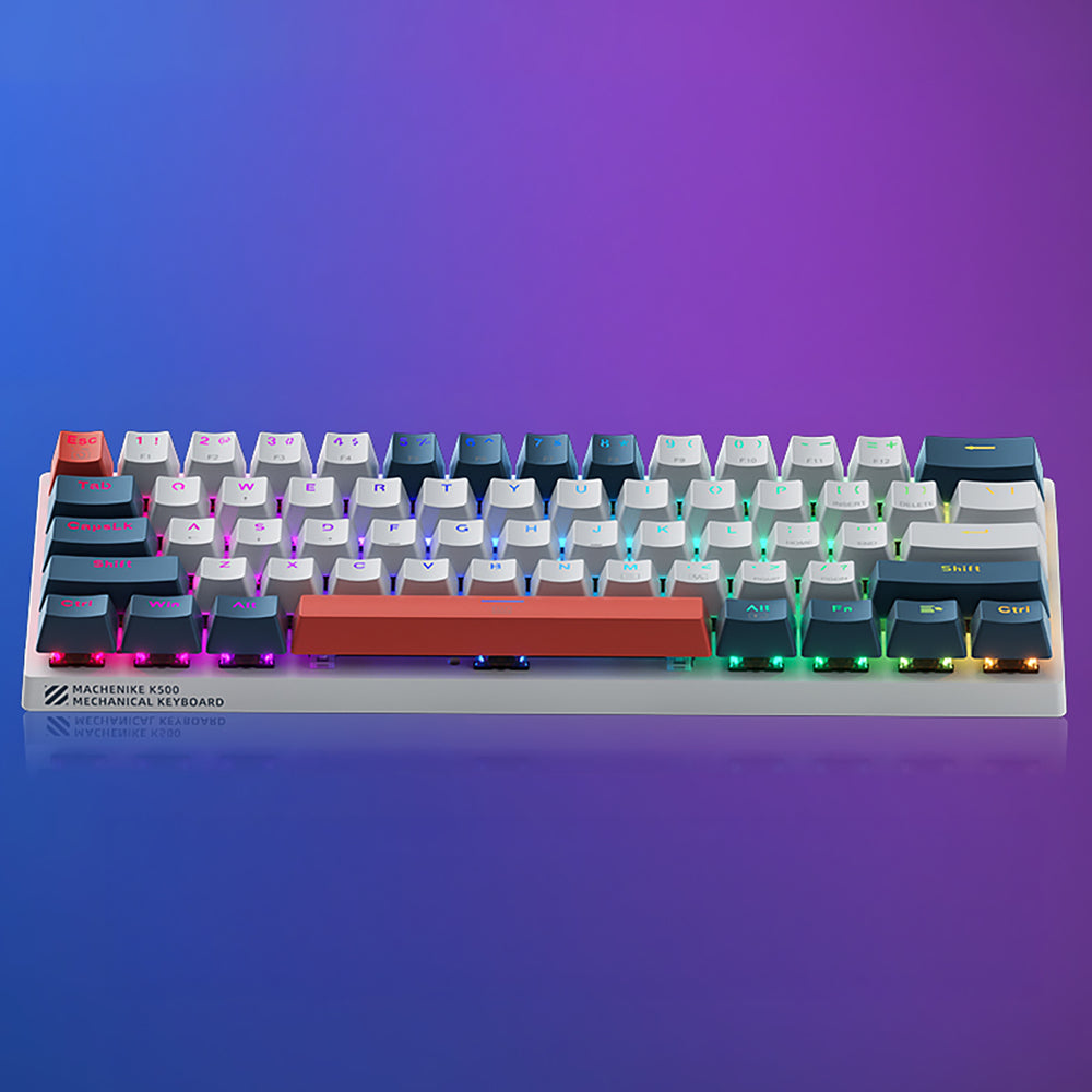 Machenike K500-B61 Wired Mechanical Gaming Keyboard med baggrundsbelysning, Rød Switch - Hvid og Blå