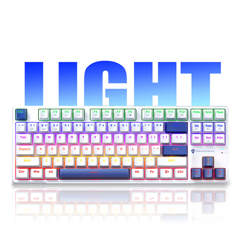 Machenike K500B-B87 Wired Mechanical Gaming Keyboard with Backlight, Red Switch - White