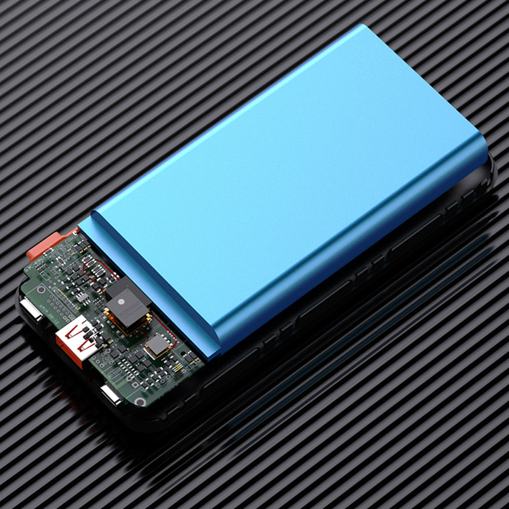 Wozinsky WFC-15B 20000mAh 22.5W PD20W Powerbank med indbygget Lightning og USB-C kabler - sort