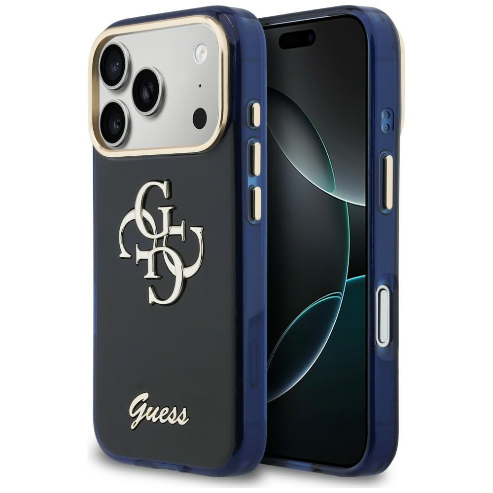 Guess IML 4G Script Metallæske til iPhone 17 Pro Max - blå