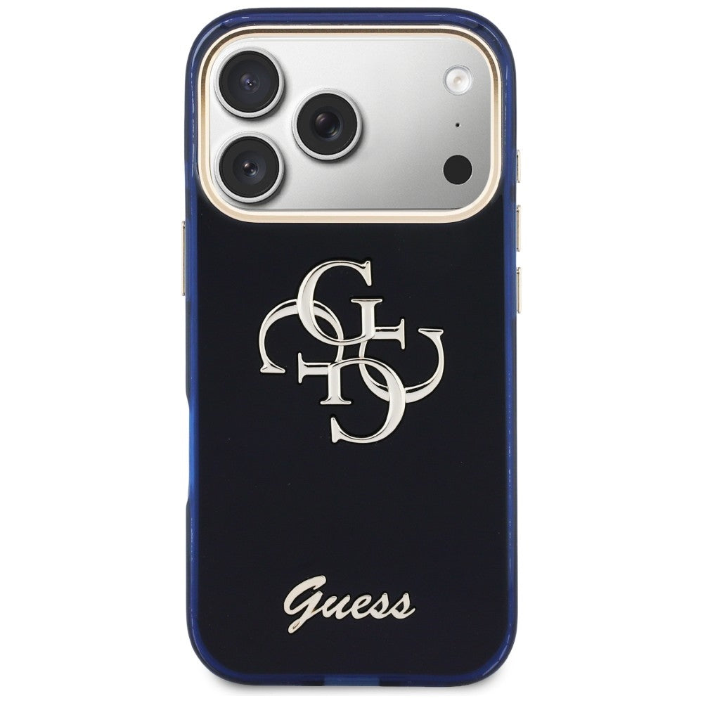 Guess IML 4G Script Metallæske til iPhone 17 Pro Max - blå
