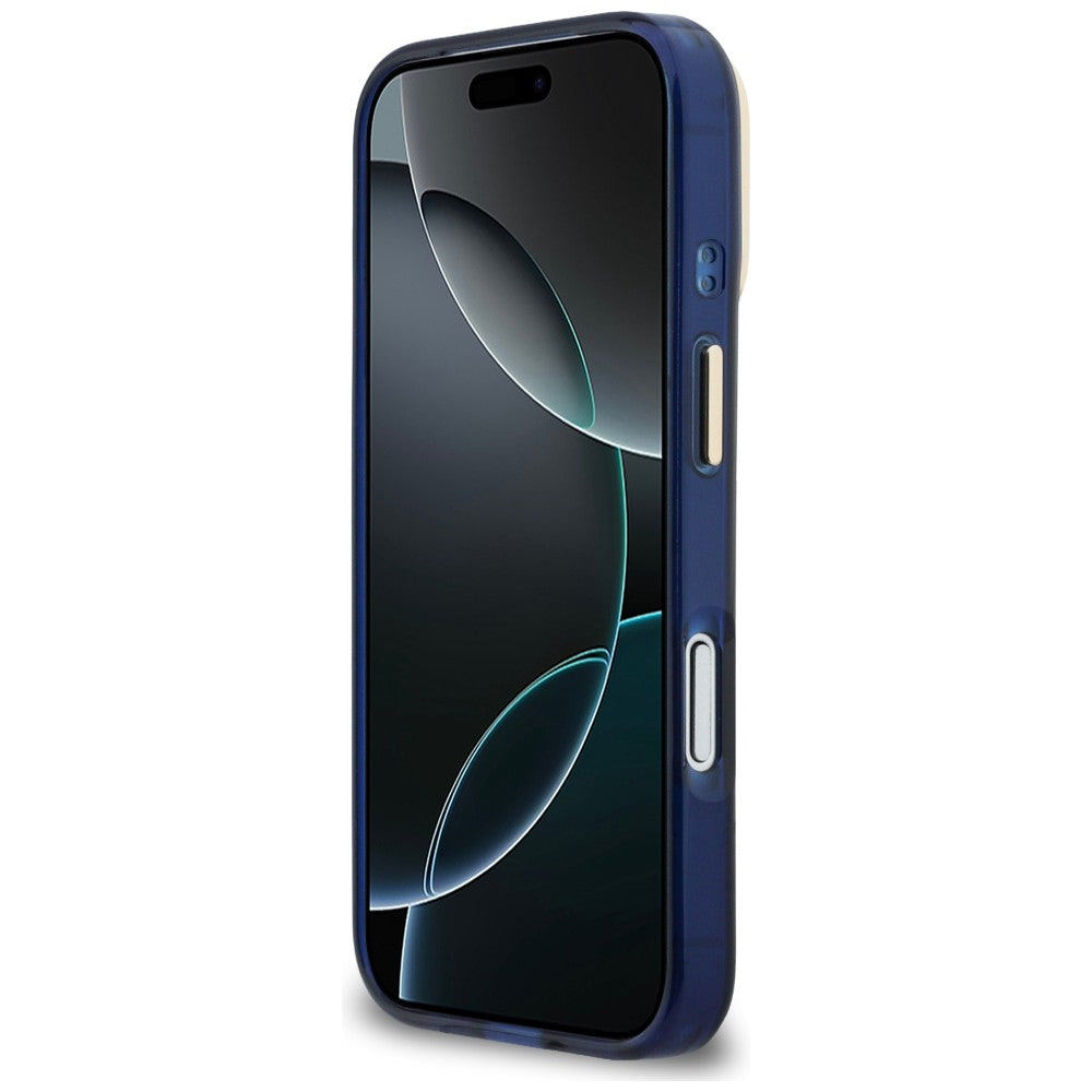 Guess IML 4G Script Metallæske til iPhone 17 Pro Max - blå
