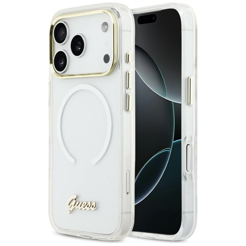 Guess IML Gradient Script Metal MagSafe Case til iPhone 17 Pro - Hvid
