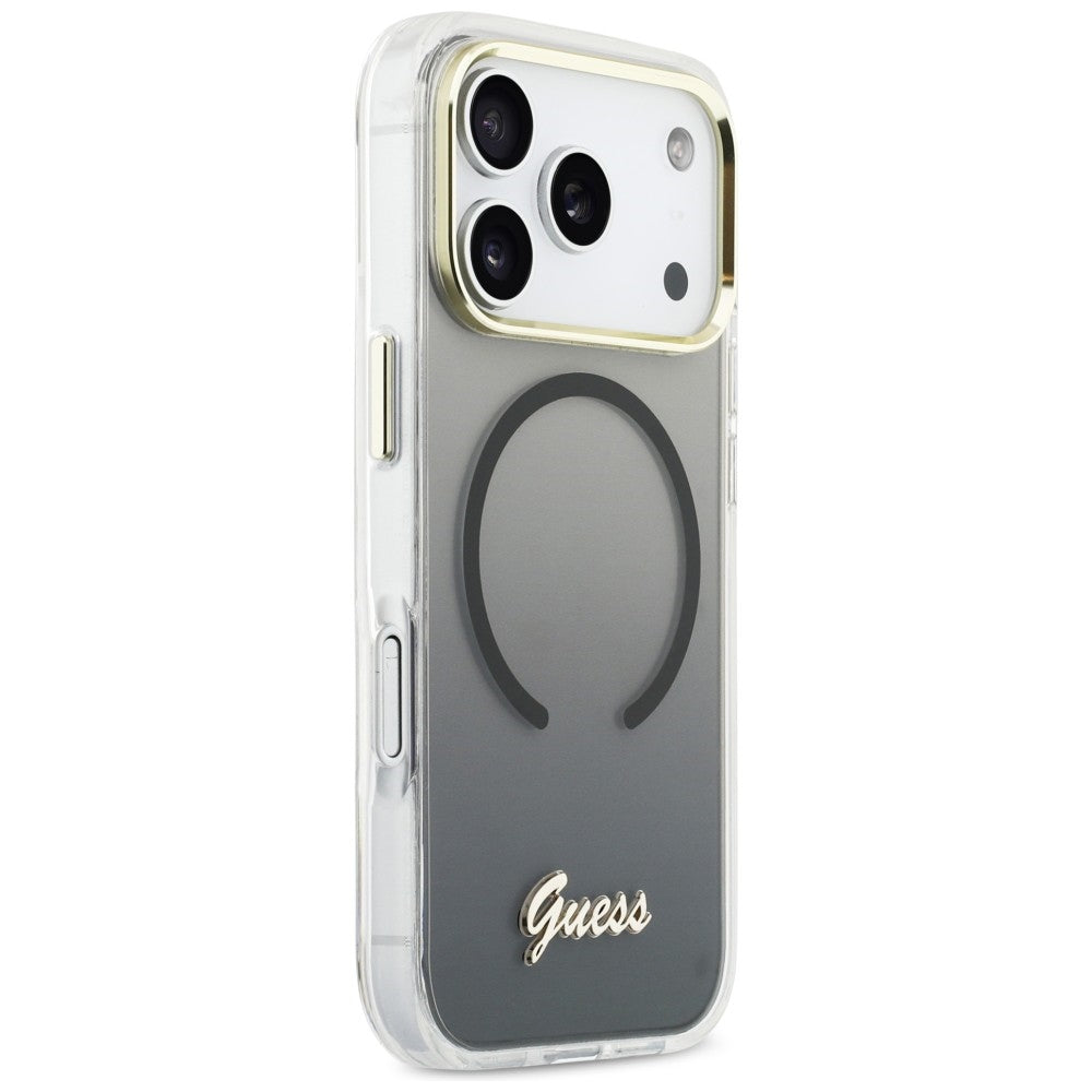 Guess IML Gradient Script Metal MagSafe Case til iPhone 17 Pro Max - sort