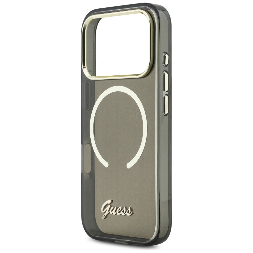 Guess IML Script Metal MagSafe Case til iPhone 17 Pro Max - sort