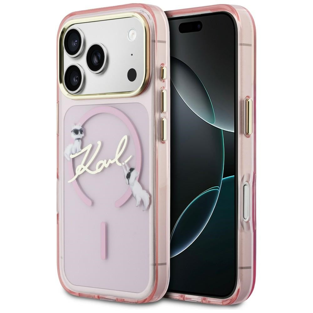 Karl Lagerfeld IML Choupettes Karl Script Logo MagSafe Case til iPhone 17 Pro Max - Pink