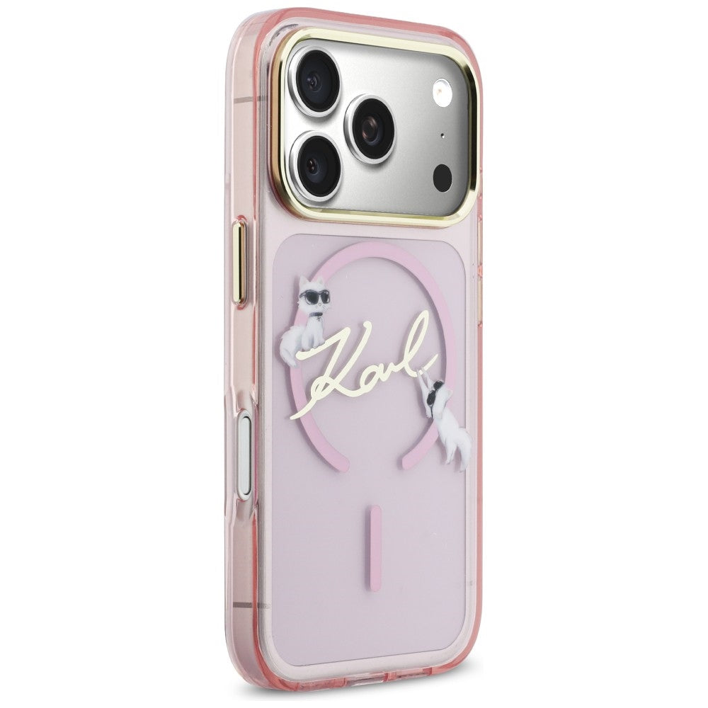 Karl Lagerfeld IML Choupettes Karl Script Logo MagSafe Case til iPhone 17 Pro Max - Pink
