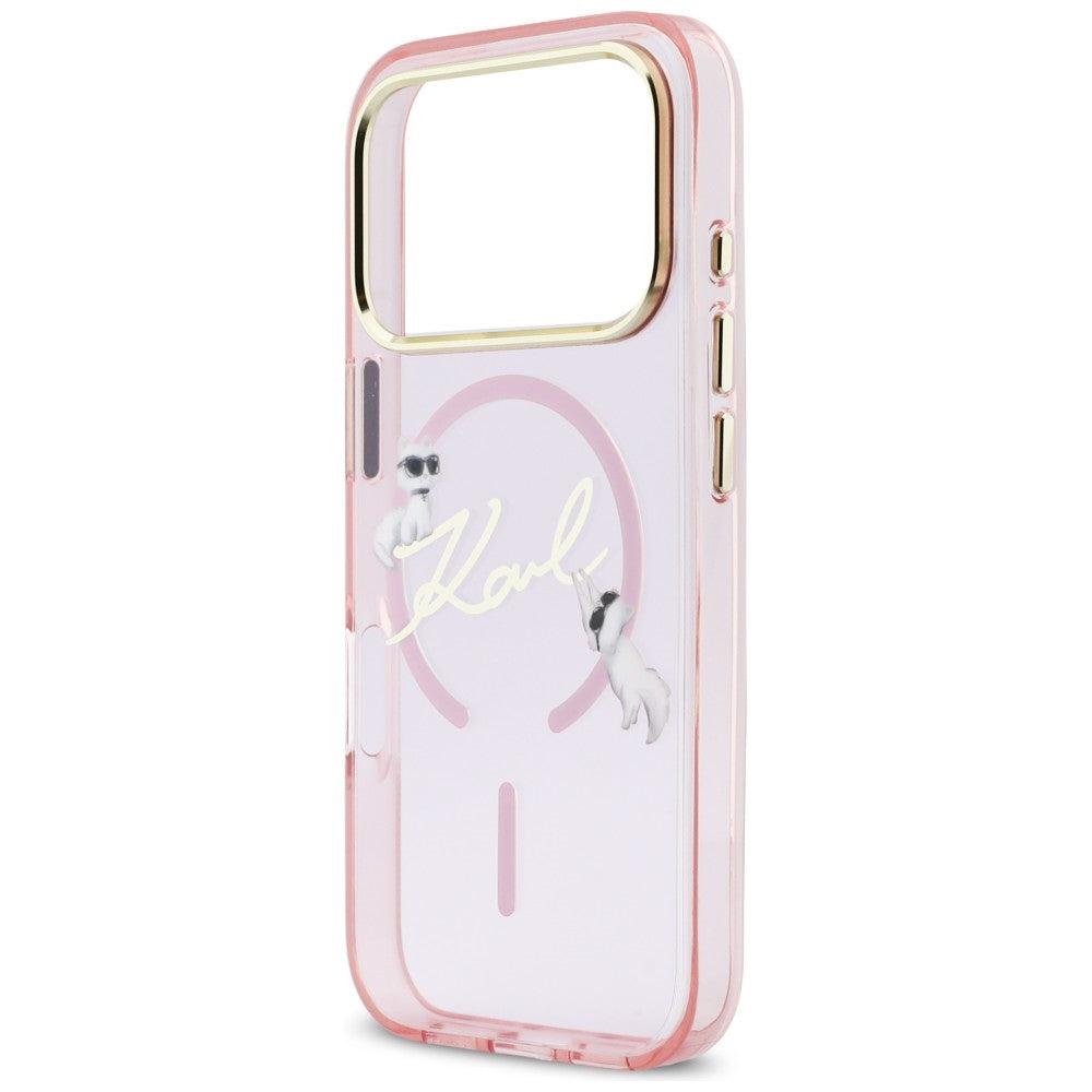 Karl Lagerfeld IML Choupettes Karl Script Logo MagSafe Case til iPhone 17 Pro Max - Pink
