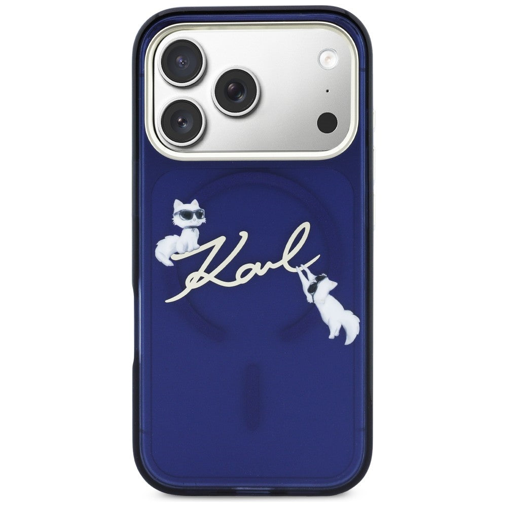 Karl Lagerfeld IML Choupettes Karl Script Logo MagSafe Case til iPhone 17 Pro - Blå