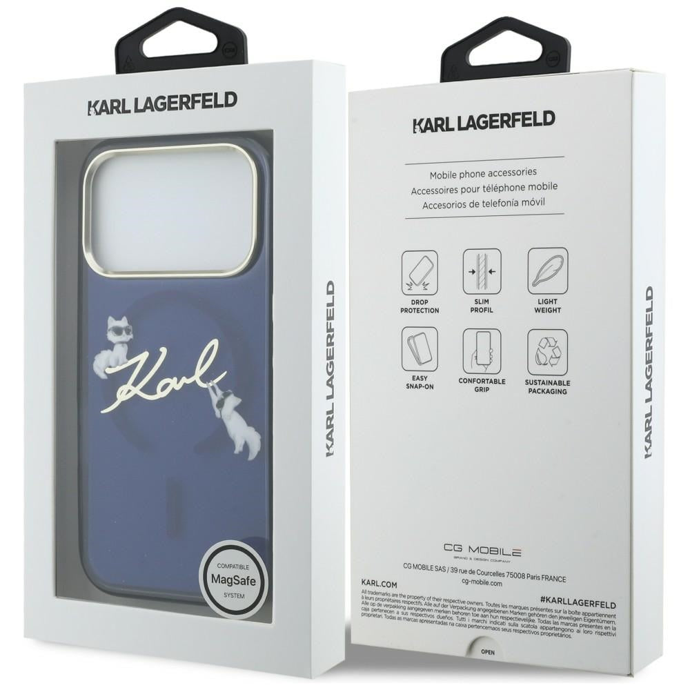 Karl Lagerfeld IML Choupettes Karl Script Logo MagSafe Case til iPhone 17 Pro - Blå