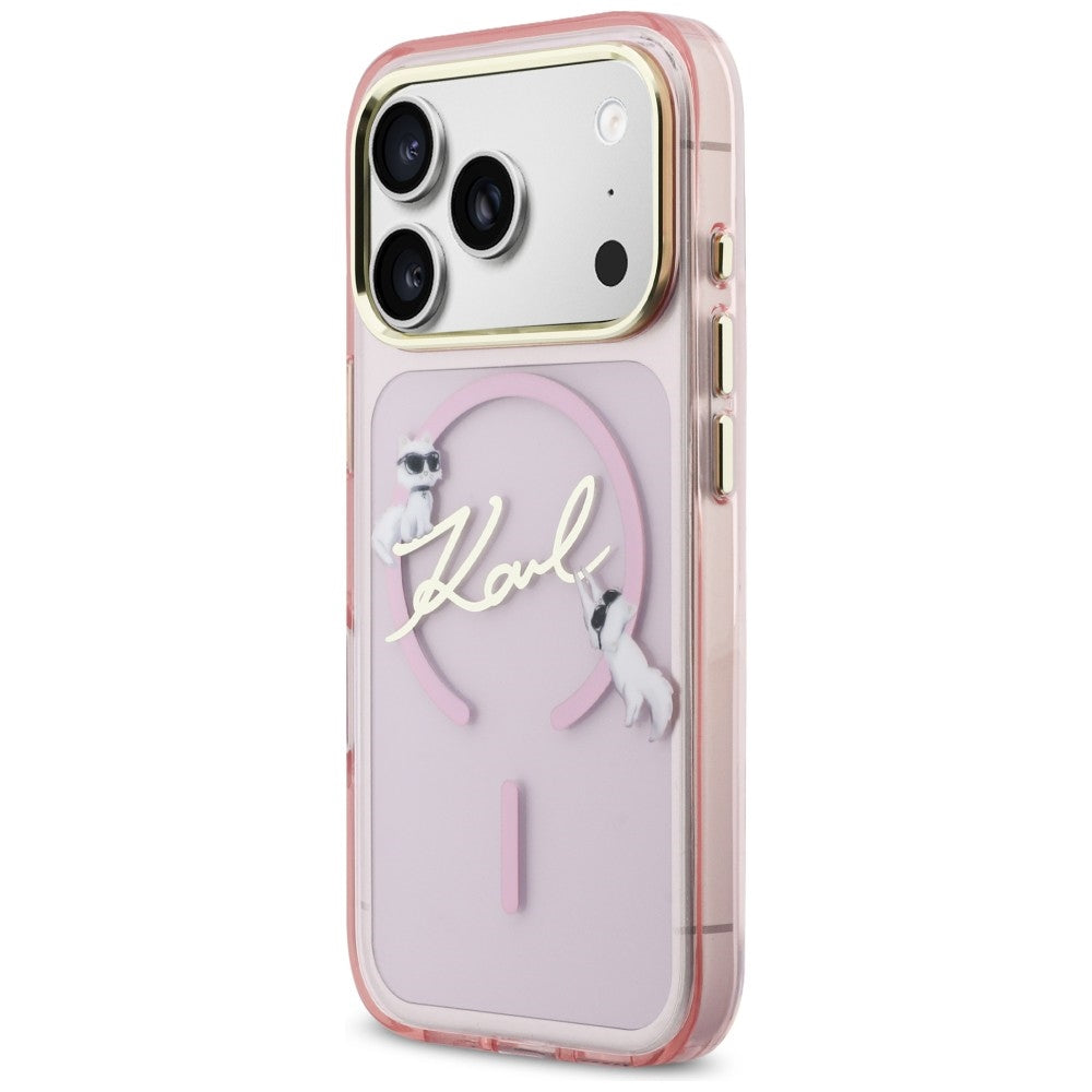 Karl Lagerfeld IML Choupettes Karl Script Logo MagSafe Case til iPhone 17 Pro - Pink