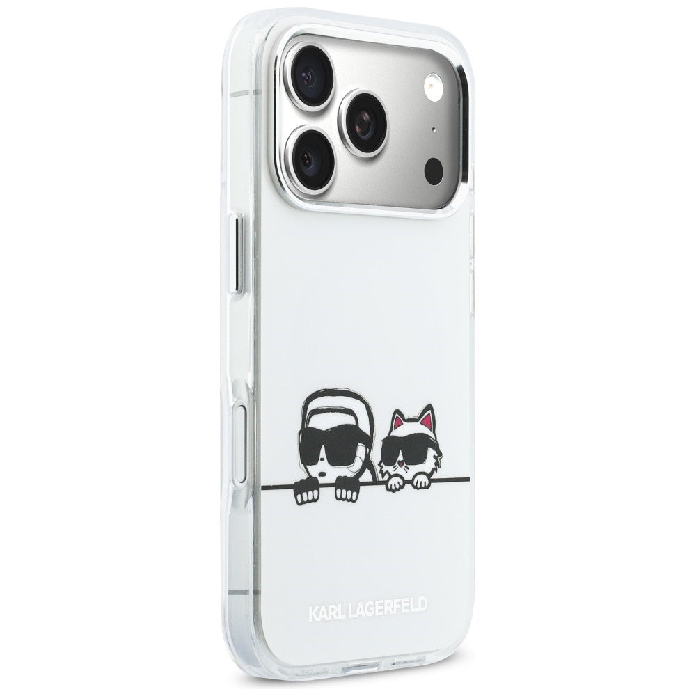 Karl Lagerfeld IML Karl & Choupette Peekaboo Logo MagSafe Case til iPhone 17 Pro - Hvid