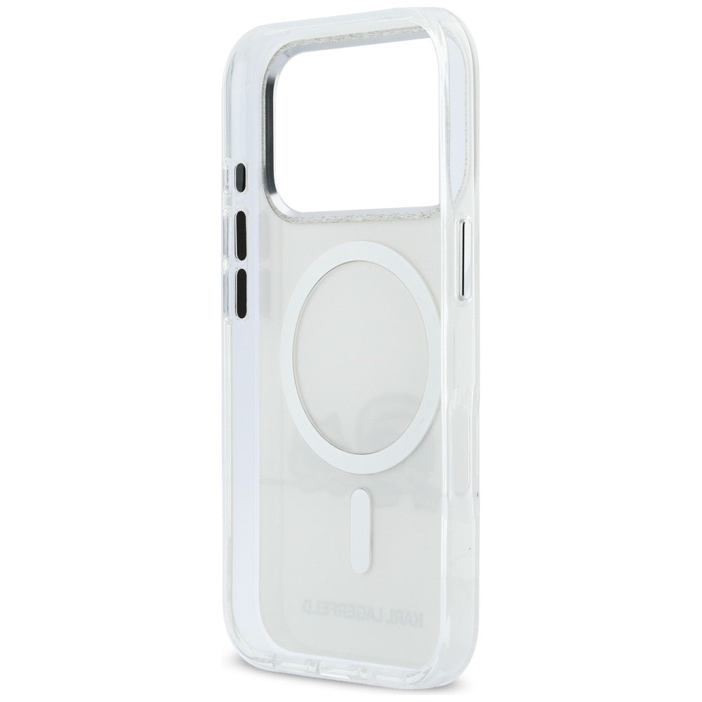 Karl Lagerfeld IML Karl & Choupette Peekaboo Logo MagSafe Case til iPhone 17 Pro - Hvid