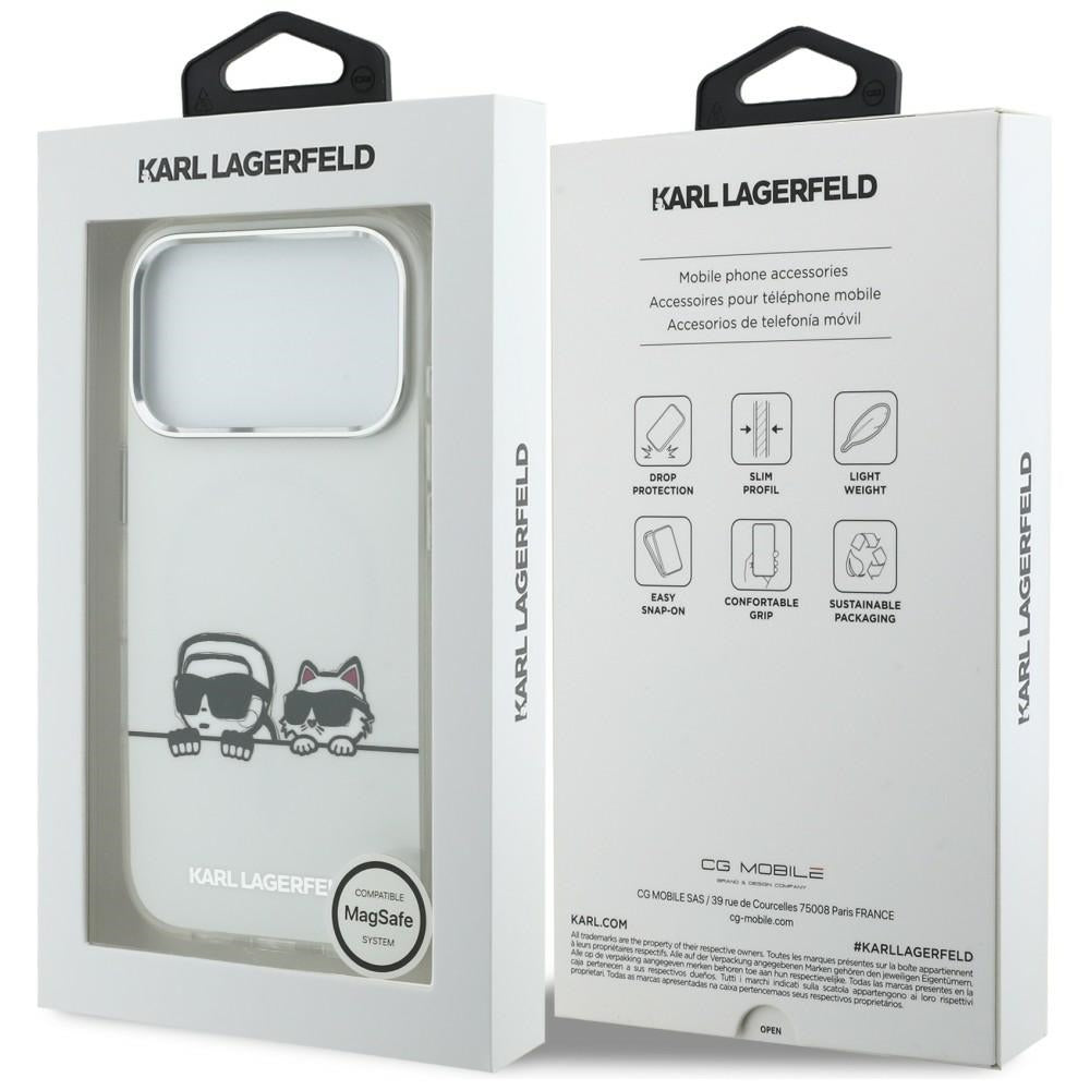 Karl Lagerfeld IML Karl & Choupette Peekaboo Logo MagSafe Case til iPhone 17 Pro - Hvid