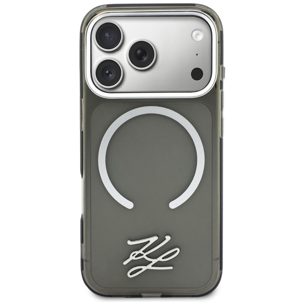 Karl Lagerfeld IML KL Script Logo MagSafe Case til iPhone 17 Pro - sort