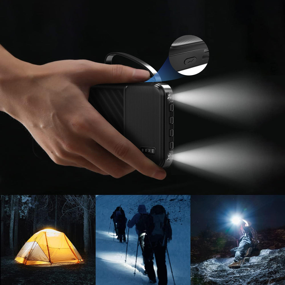 Wozinsky W11-B 10000mAh 10W Powerbank with Built-in Cables and Flashlight - Black