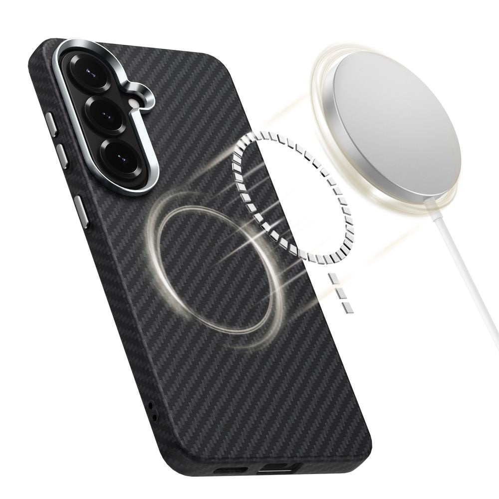 Tech-Protect Ion Carbon MagSafe Case til Samsung Galaxy S26 - sort og sølv