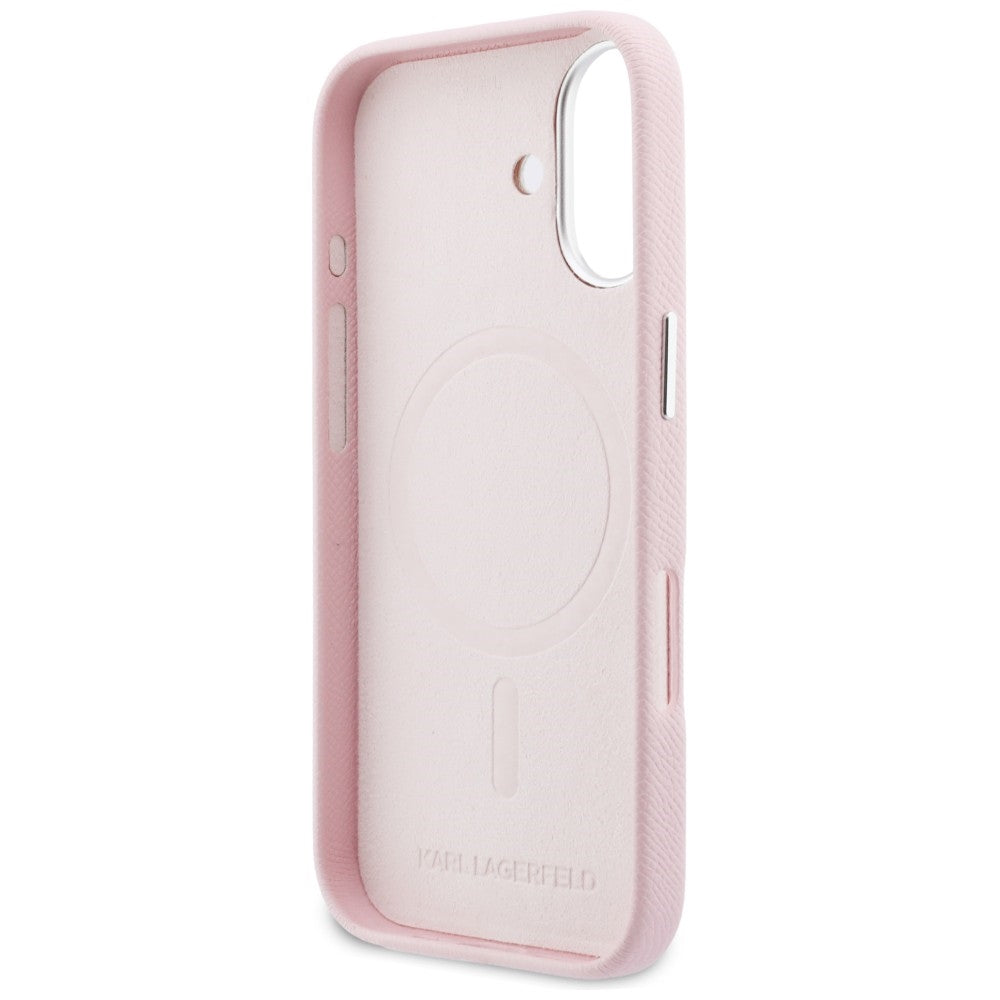 Karl Lagerfeld Karl & Choupette Head Pins Saffiano MagSafe Case til iPhone 17 - Pink
