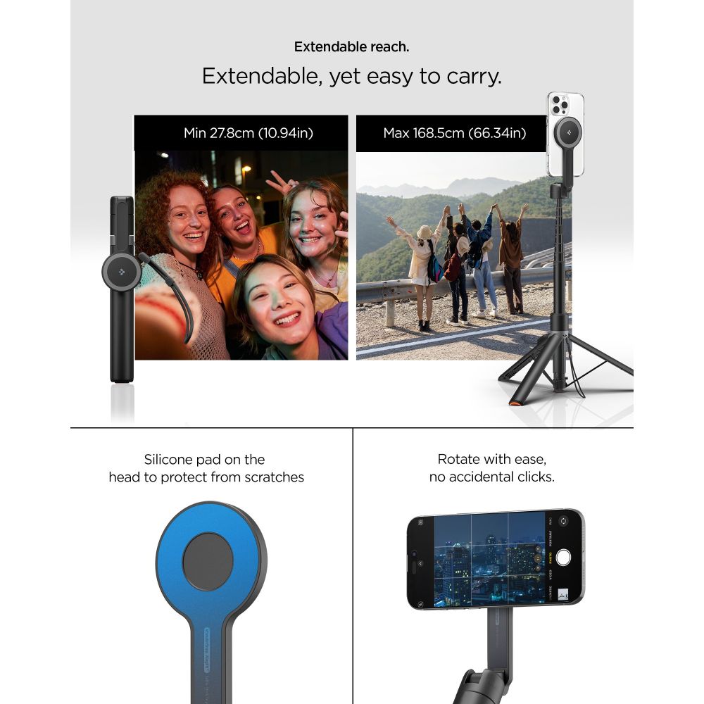 Spigen S581W MagSafe Bluetooth Selfie Stick og Stativ - sort