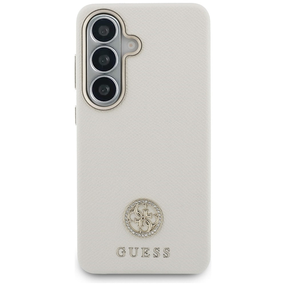 Guess Rhinestone Round Logo MagSafe Case til Samsung Galaxy S26 - Beige
