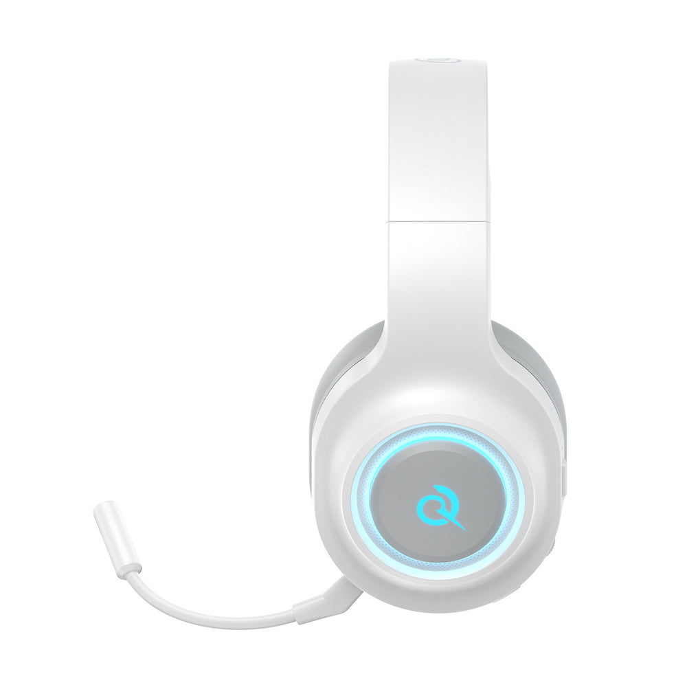 QCY Heroad V200 Tri-Mode Gaming Headphones with 7.1 Sound, 240h Battery, and Detachable Microphone - White