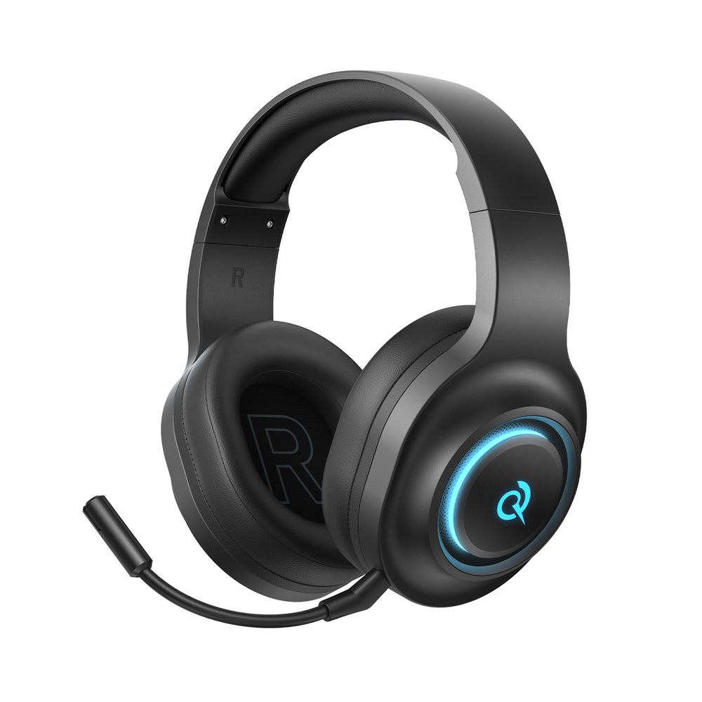 QCY Heroad V200 Tri-Mode Gaming Headphones with 7.1 Sound, 240h Battery, and Detachable Microphone - Black