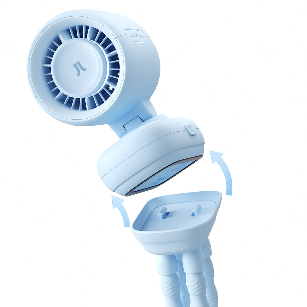 Jisulife Stroller Fan 4 5000mAh Mini Fan til Stroller med Fleksibel Stativ - Blå