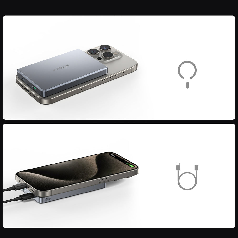 Joyroom JR-PBM08 Pro Powerbank 22.5W 10000mAh with Wireless Charging 2x USB-C - Gray
