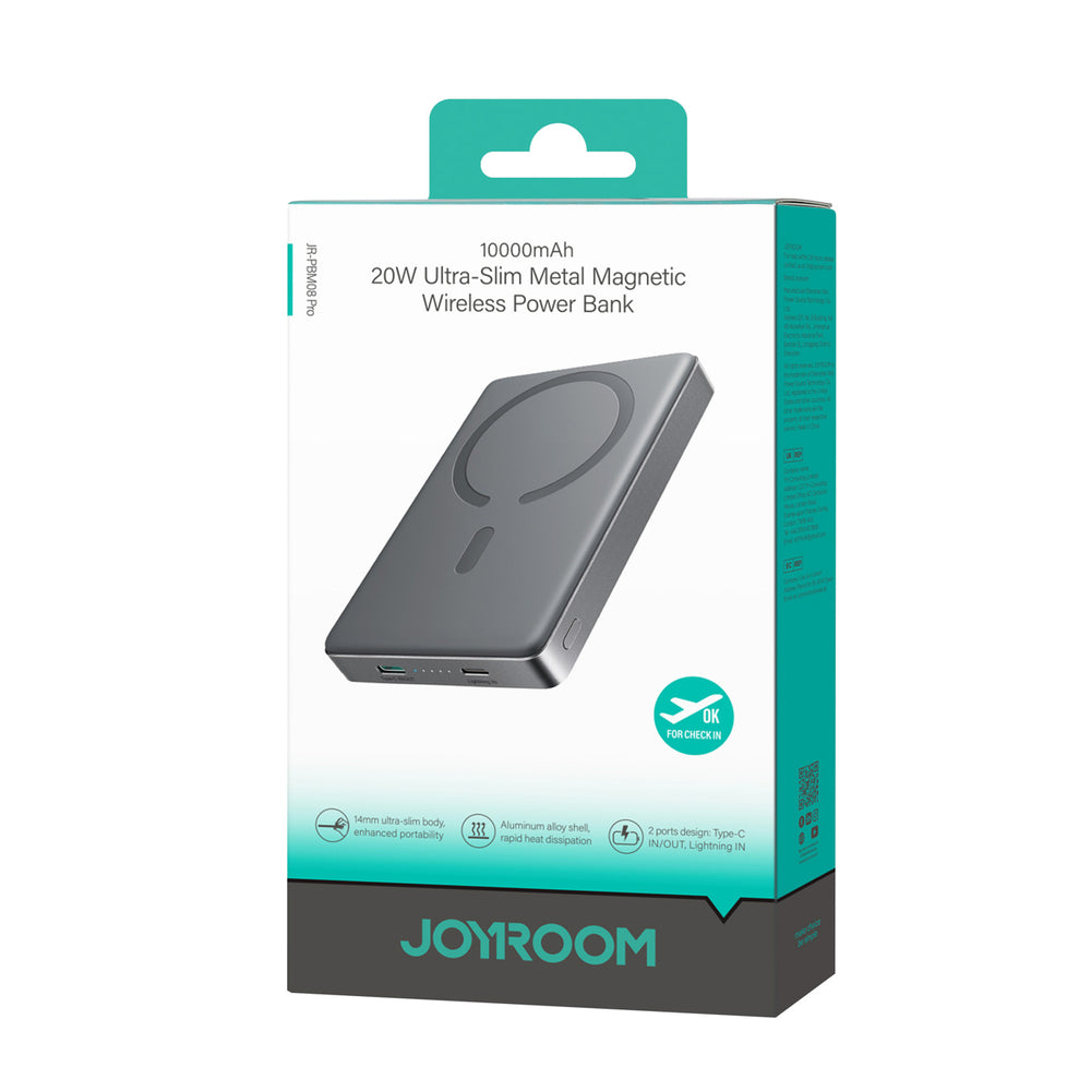 Joyroom JR-PBM08 Pro Powerbank 22.5W 10000mAh with Wireless Charging 2x USB-C - Gray